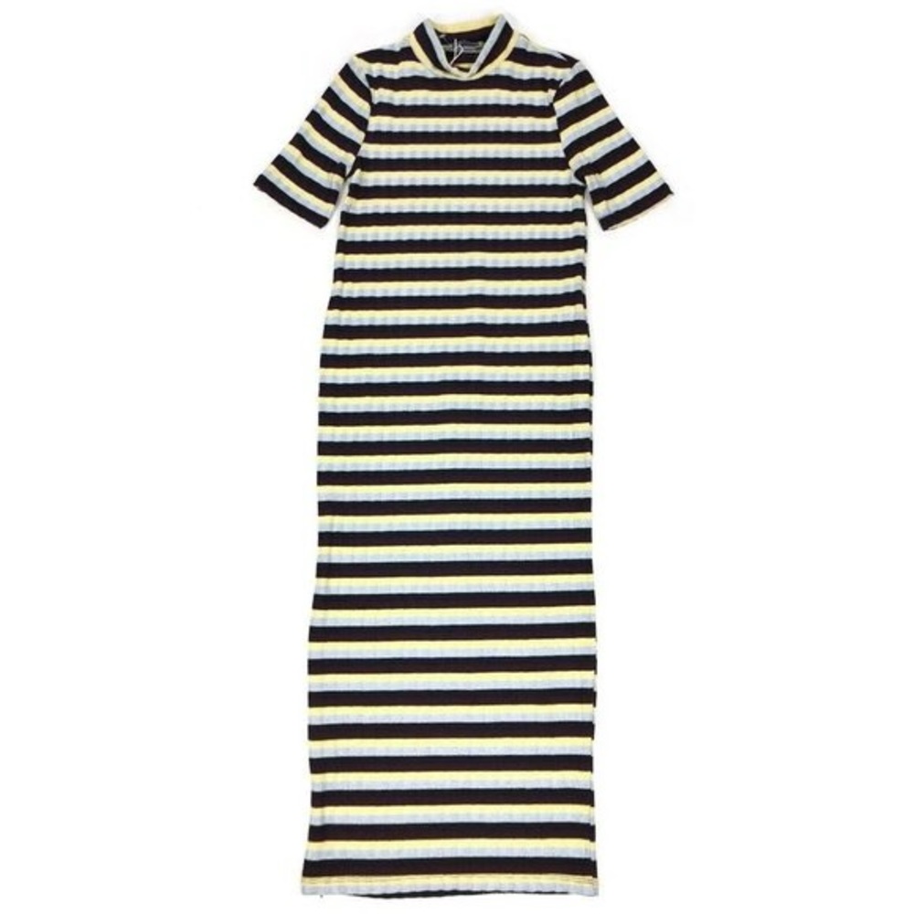 Zara Multicolor Striped Ribbed Bodycon Midi Dress.